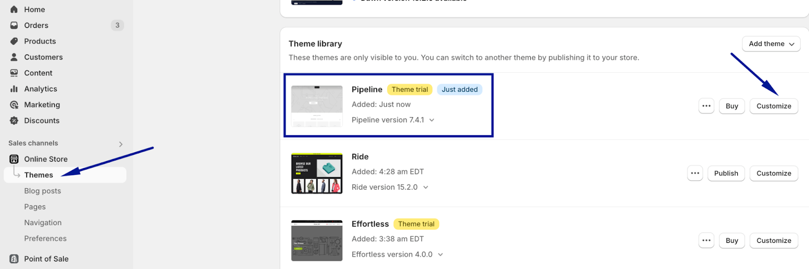 Step 1: Accessing the Pipeline Theme
